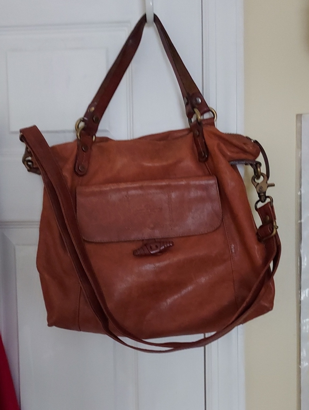 Marco Buggiani Brown/camel Leather Bag Made In Italy 3 Way Carry